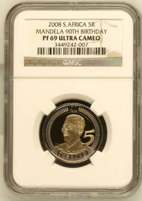 Mandela 90th Birthday R5 NGC PROOF 69 Ultra Cameo @@@ Superb Gem Proof @@@ R1 Start