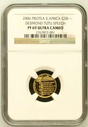 2006 Desmond Tutu Speech 1/10th Gold 24 Carat (999.99) NGC PF69 Ultra Cameo ### R1 Start