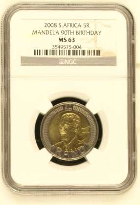 Mandela 90th Birthday R5 NGC MS63 @@@ RARE GRADE @@@ Complete Your Set @ R1 Start
