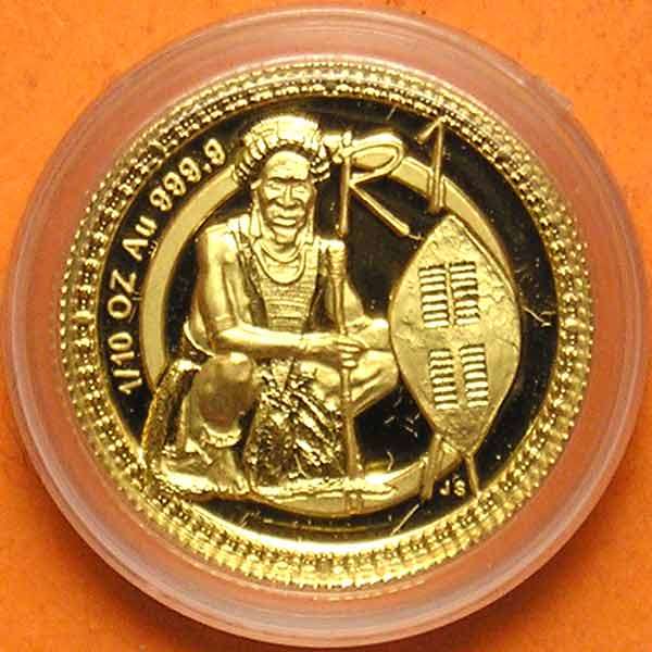 1999 Cultural Series 1/10th Gold 24 Carat (999.99) - The Zulu Warrior ### Mintage: 664 Only ###