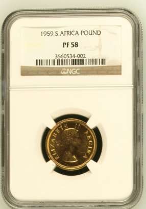 1959 SA Gold Pound NGC Graded Proof 58 ### Key Date ### R1 Start