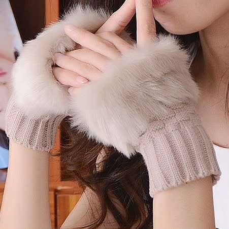Fingerless Gloves with Faux Fur