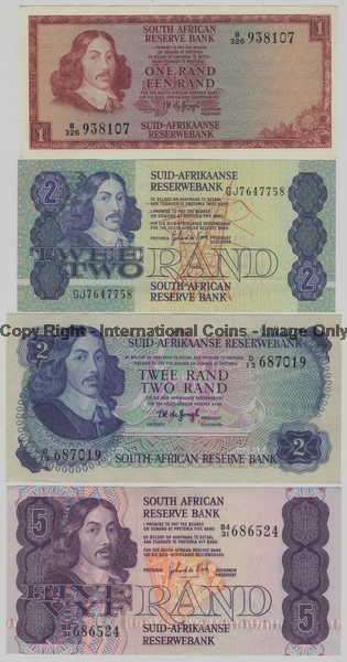 Lot of 4 old South African banknotes in excellent condition