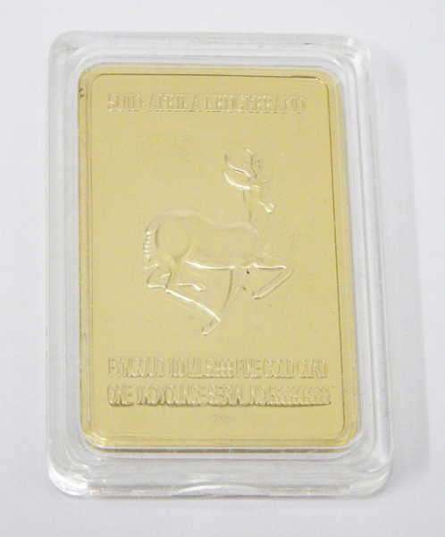 Gold clad silver Suid - Afrika Krugerrand bar @ Crazy R1 start