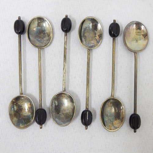 Lot of 6 vintage silver plated coffee bean spoons