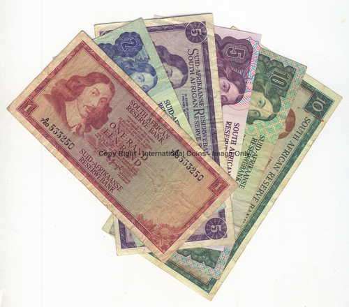 Lot of 6 old SA banknotes