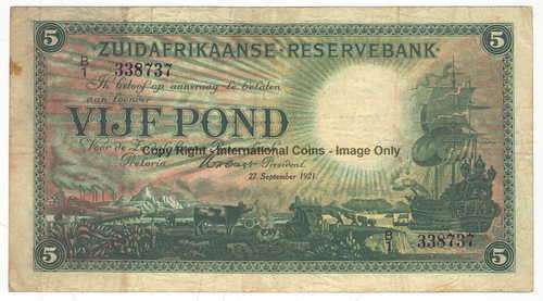 27 Sept 1921 Five pound banknote