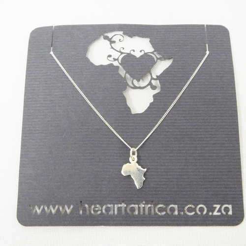Heart Africa Sterling Silver necklace with Africa Continent pendant