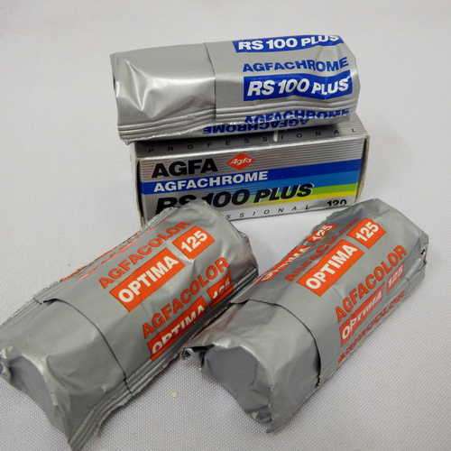 Agfachrome RS100 plus film and 2 Agfacolor Optima 125 films
