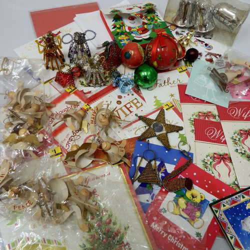 Lot of over 60 Christmas themed decorations and cards