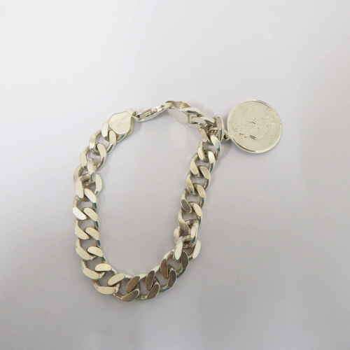 925 Silver Bracelet with charm - Weighs: 34.9g