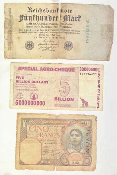 Lot of 20 international banknotes - most with damage