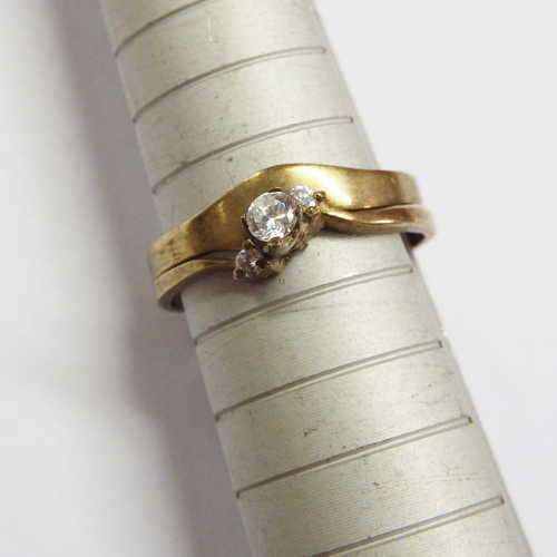 9 kt gold wedding set - Weighs: 2.1 g - Size: N