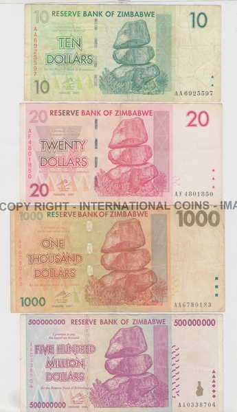 Lot of 24 Zimbabwe banknotes - All different - mixed lot