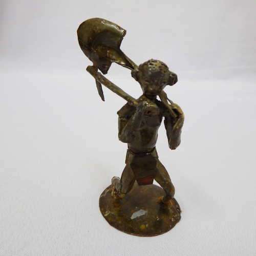 Vintage handmade miner tin figurine