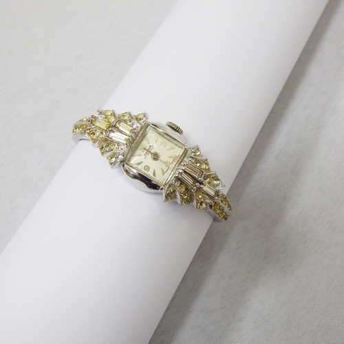 Vintage Helsa manual wind ladies bangle watch with safety chain - Working