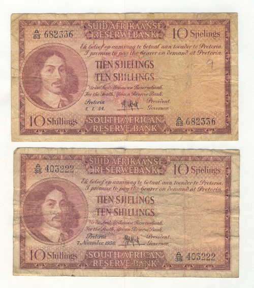 2nd Issue & 3rd issue 10 shilling notes AFR. over ENG.