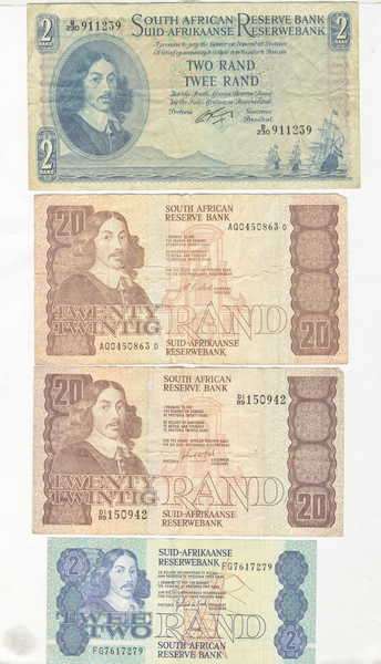 Lot of 10 old South Africa banknotes