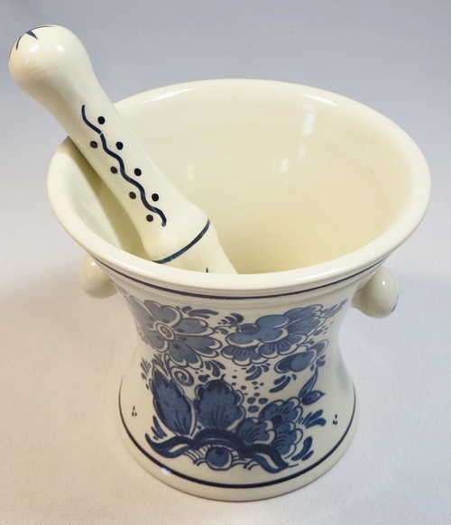 Blauw Delfts porcelain mortar and pestle - Handpainted