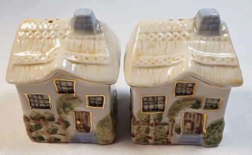 Vintage miniature houses salt and pepper shakers set