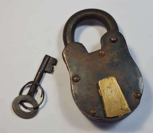 Antique Iron padlock with key