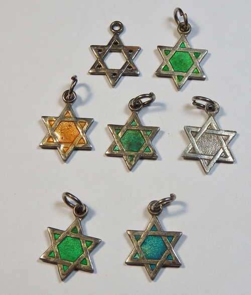Lot of 7 Star of David charm pendants