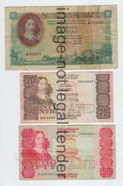 Lot of 10 old South Africa banknotes
