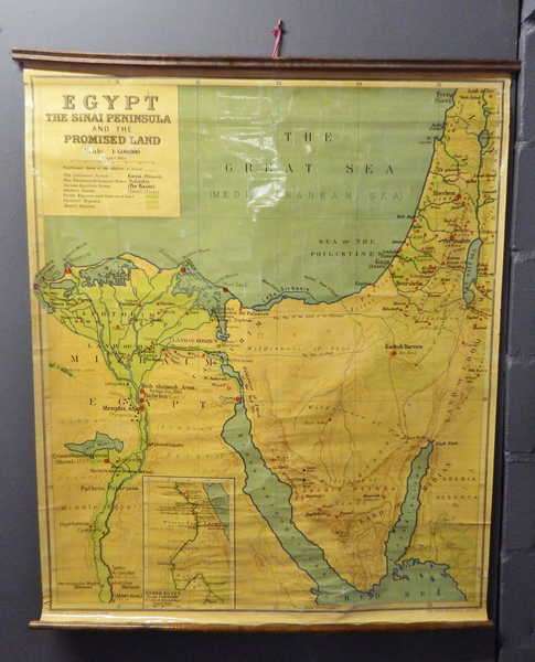 Bible Lands Cloth School map Nr.2 - Egypt and the Sinai Peninsula - 1947 - Size 115 x 93
