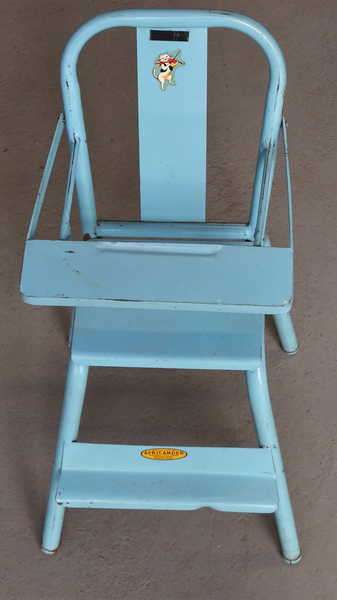 Vintage metal doll high chair blue colour - Lovely item - 53 x 21 cm