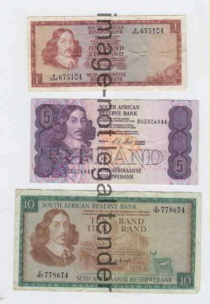 Lot of 6 old South Africa banknotes
