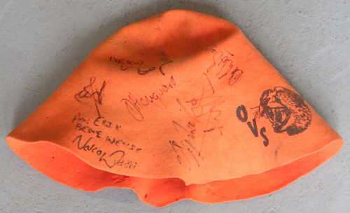 Orange Free State Rugby fan hat singed by players of the Rugby World Cup 2003 squad - 28 x 28 cm