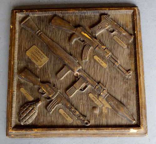 SADF Border war Terrorist weapons foam plaque - 52 x 52 cm