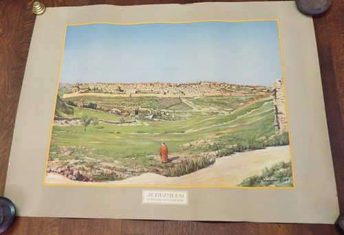Jerusalem : Gezien von den olijfberg poster - 77 x 102 cm