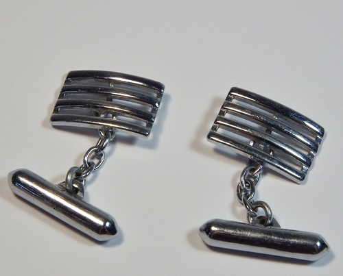 Pair of vintage silver colour cufflinks