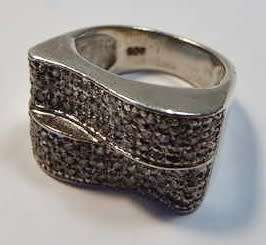 Sterling silver and diamanté ring - 11,2 grams - Size N