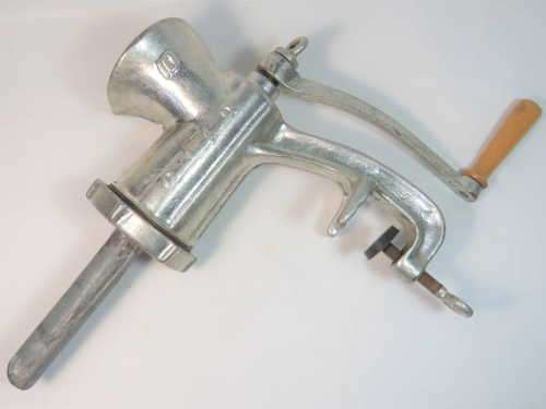 Vintage Alfa 10 meat mincer with sausage stuffer spoat