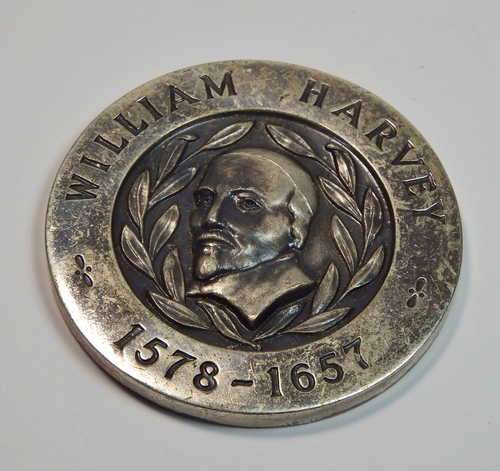 Large silver William Harvey 50th Blood donation medallion