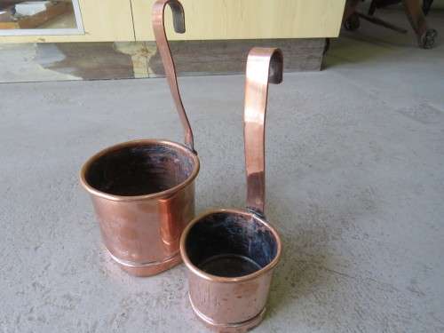 Lot of 2 copper milk measuring cups