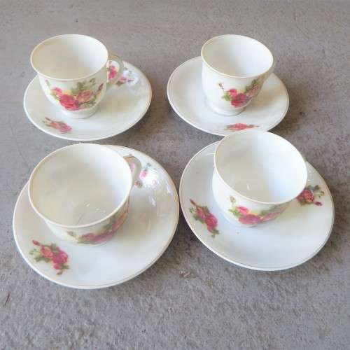Set of 4 tea set duos - Cup and saucer