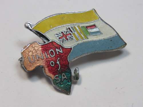 Vintage union of South Africa pin badge with old SA flag