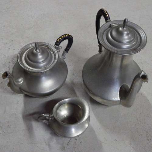 Vintage CK Tiel Holland real Pewter tea pot, coffee pot and milk jug
