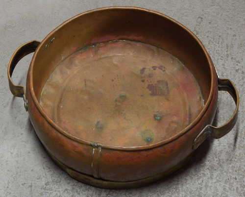 Antique brass and copper bowl with handles
