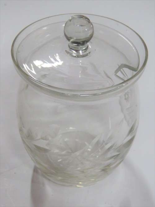 Czechoslovakian Crystal jam jar with lid