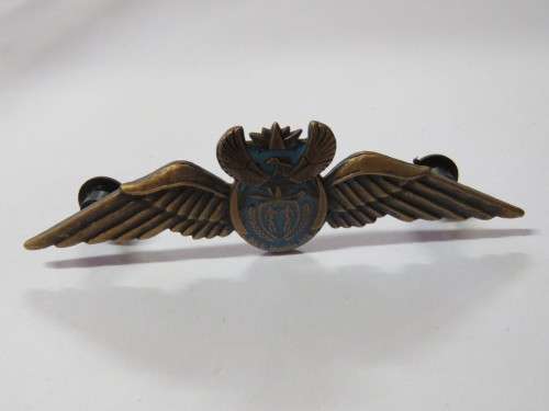 SANDF Air Force Reserves Pilot wings - Bronze type