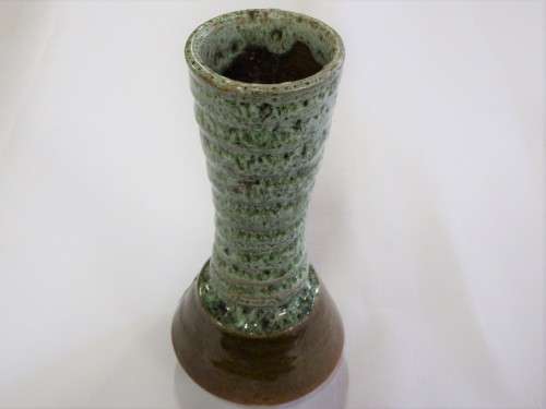 Handmade and painted clay flower vase