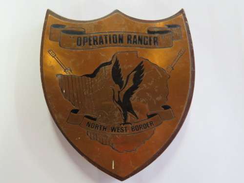 Rhodesian Army Operation Ranger North West Border plaque