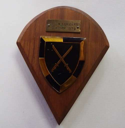 SA Infantry School G - Company plaque awarded to Lt. J.R Barnard 1979