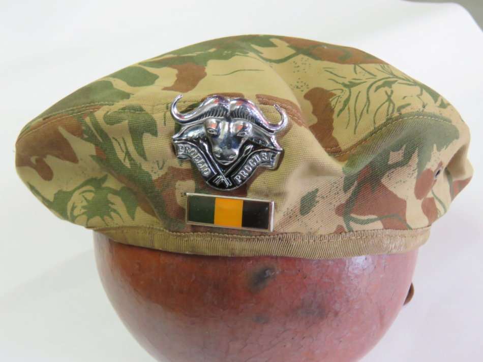SADF 32 Battalion camo beret  - Belonged to and signed by Corporal P. Stevens 32 battalion Rundu