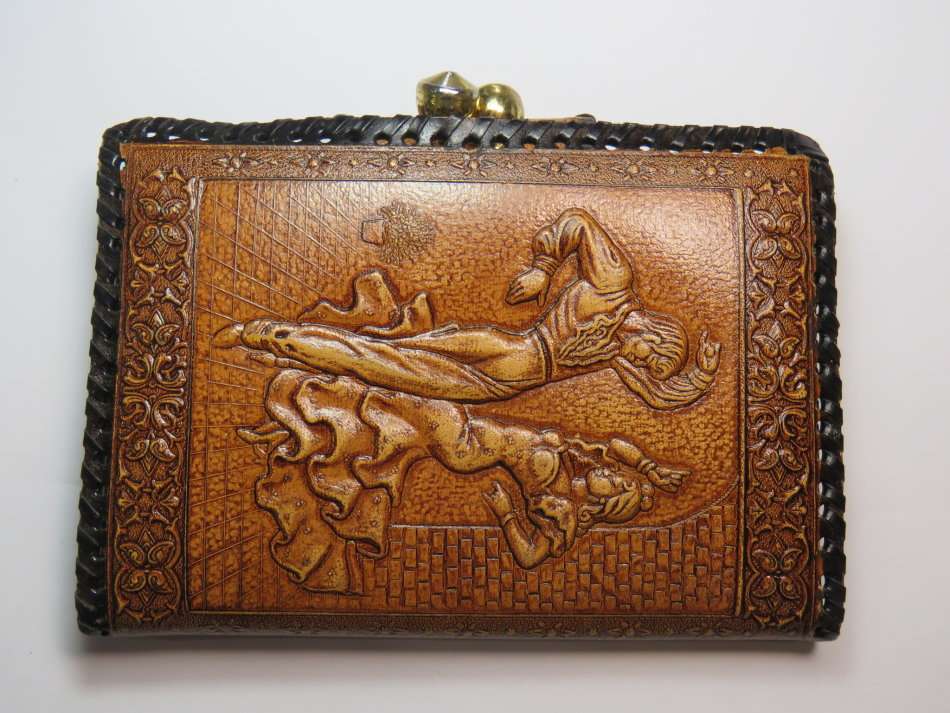 Vintage Spanish dancers motif leather wallet