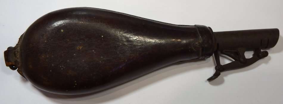 Antique leather gun powder flask